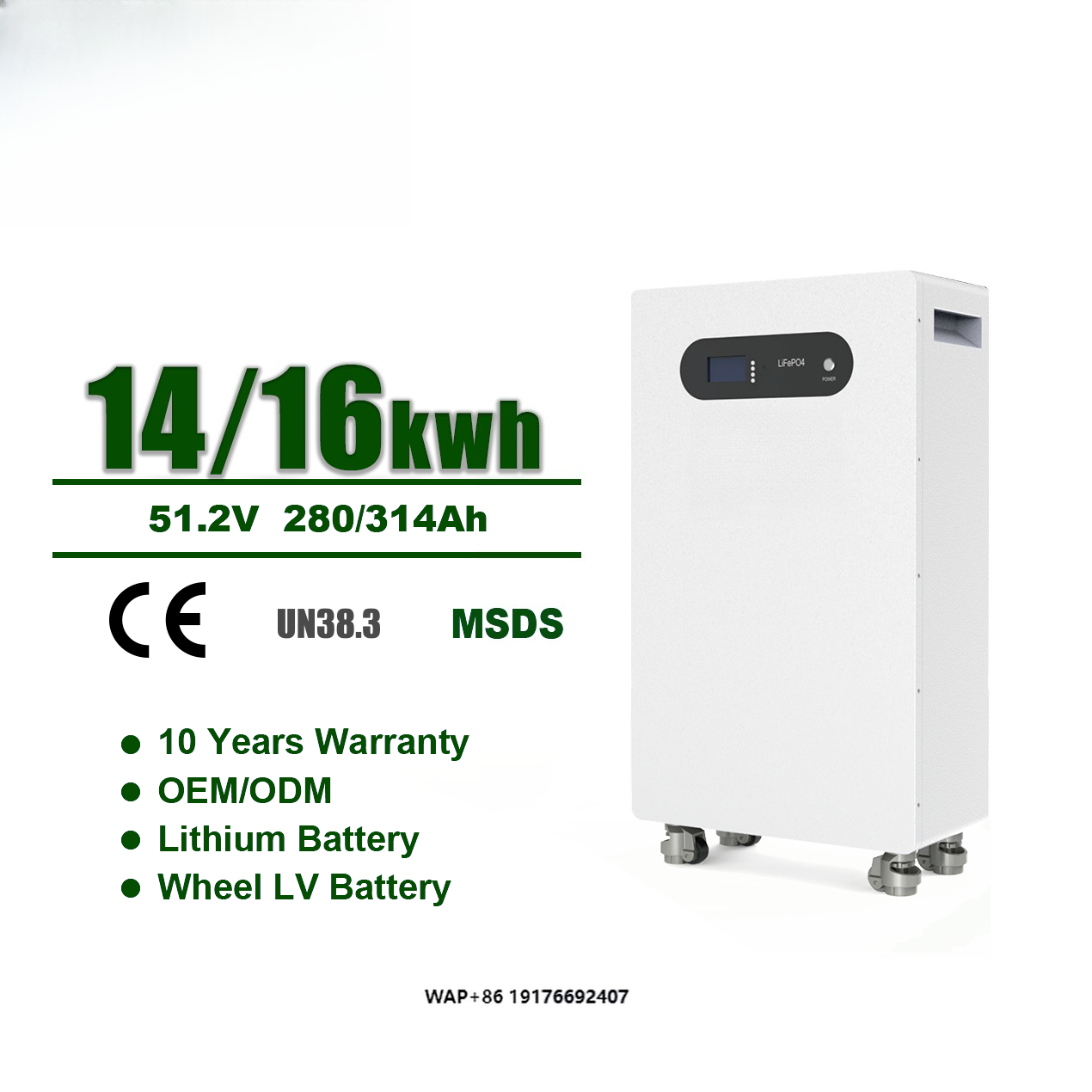 Lifepo4 Battery Pack - Standing 16Kwh Lithium Battery 280Ah 314Ah